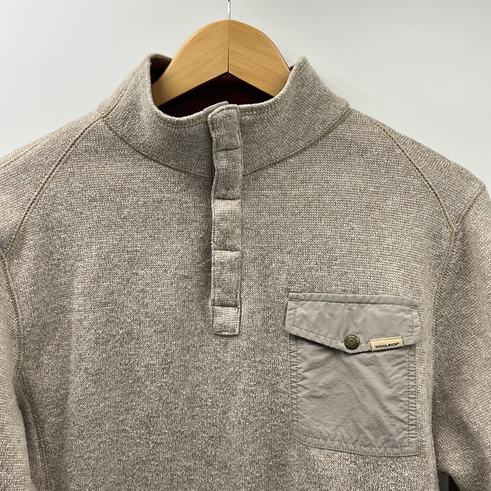 Woolrich 1/4 Snap Button Mens Size Medium Tan Swe… - image 2